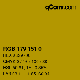 颜色代码: RGB 179 151 0 | qconv.com