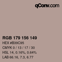 Color code: RGB 179 156 149 | qconv.com