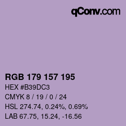 颜色代码: RGB 179 157 195 | qconv.com