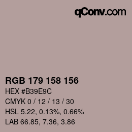 カラーコード: RGB 179 158 156 | qconv.com