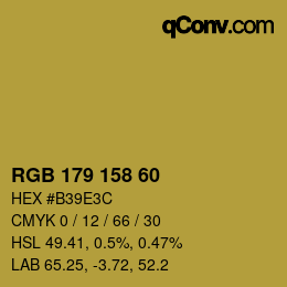 カラーコード: RGB 179 158 60 | qconv.com