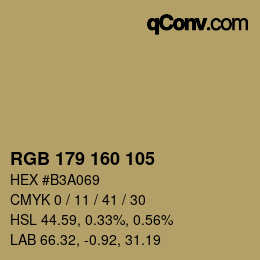 Color code: RGB 179 160 105 | qconv.com