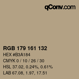 Código de color: RGB 179 161 132 | qconv.com
