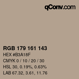 カラーコード: RGB 179 161 143 | qconv.com