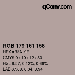 颜色代码: RGB 179 161 158 | qconv.com