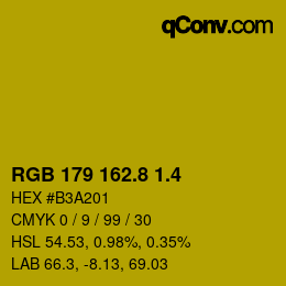 カラーコード: RGB 179 162.8 1.4 | qconv.com