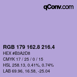 カラーコード: RGB 179 162.8 216.4 | qconv.com