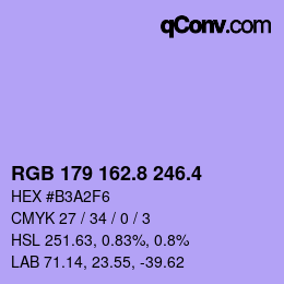 カラーコード: RGB 179 162.8 246.4 | qconv.com