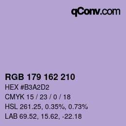 カラーコード: RGB 179 162 210 | qconv.com