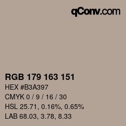 カラーコード: RGB 179 163 151 | qconv.com