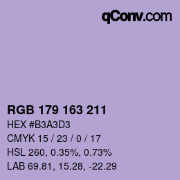 カラーコード: RGB 179 163 211 | qconv.com