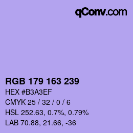 カラーコード: RGB 179 163 239 | qconv.com