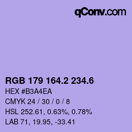 カラーコード: RGB 179 164.2 234.6 | qconv.com