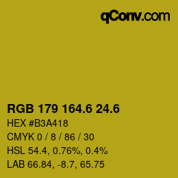 カラーコード: RGB 179 164.6 24.6 | qconv.com