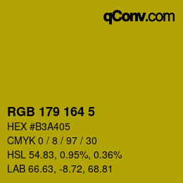 Color code: RGB 179 164 5 | qconv.com