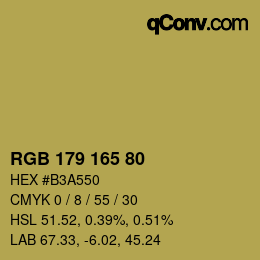 カラーコード: RGB 179 165 80 | qconv.com
