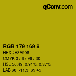 Color code: RGB 179 169 8 | qconv.com