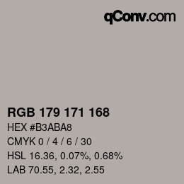 Color code: RGB 179 171 168 | qconv.com