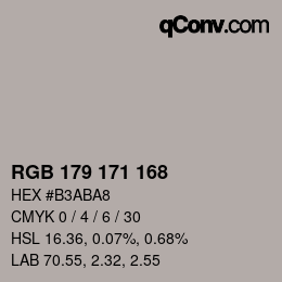 Código de color: RGB 179 171 168 | qconv.com