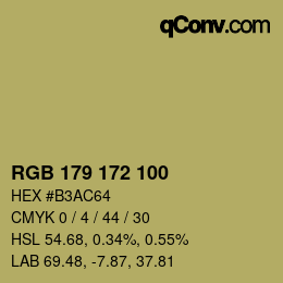 Color code: RGB 179 172 100 | qconv.com