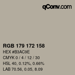 Color code: RGB 179 172 158 | qconv.com