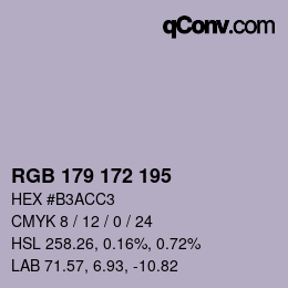 颜色代码: RGB 179 172 195 | qconv.com