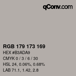 Color code: RGB 179 173 169 | qconv.com