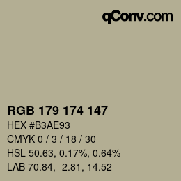 カラーコード: RGB 179 174 147 | qconv.com