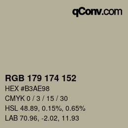 颜色代码: RGB 179 174 152 | qconv.com
