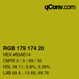 Color code: RGB 179 174 20 | qconv.com
