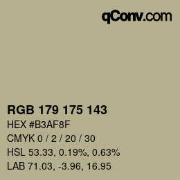 Color code: RGB 179 175 143 | qconv.com