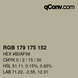 Color code: RGB 179 175 152 | qconv.com
