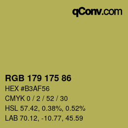 颜色代码: RGB 179 175 86 | qconv.com