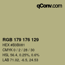 颜色代码: RGB 179 176 129 | qconv.com