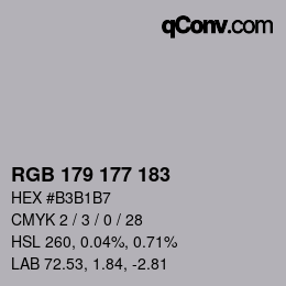 颜色代码: RGB 179 177 183 | qconv.com