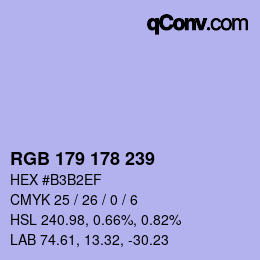 カラーコード: RGB 179 178 239 | qconv.com