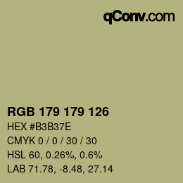 Color code: RGB 179 179 126 | qconv.com