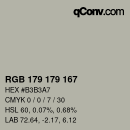 颜色代码: RGB 179 179 167 | qconv.com