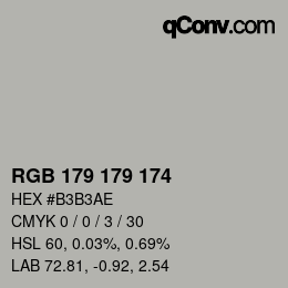颜色代码: RGB 179 179 174 | qconv.com