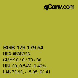 Color code: RGB 179 179 54 | qconv.com