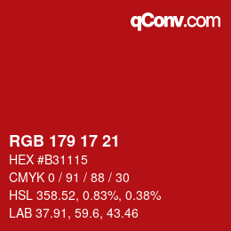 Color code: RGB 179 17 21 | qconv.com