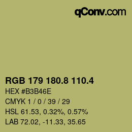 カラーコード: RGB 179 180.8 110.4 | qconv.com