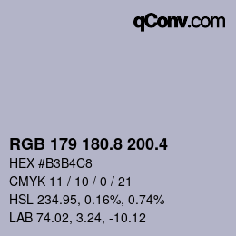 カラーコード: RGB 179 180.8 200.4 | qconv.com