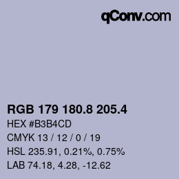 カラーコード: RGB 179 180.8 205.4 | qconv.com