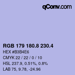 カラーコード: RGB 179 180.8 230.4 | qconv.com