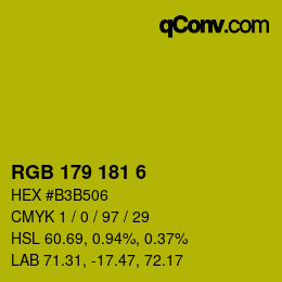 Color code: RGB 179 181 6 | qconv.com