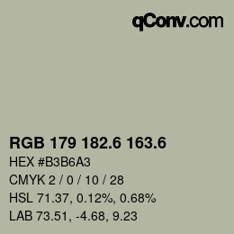 カラーコード: RGB 179 182.6 163.6 | qconv.com