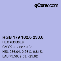 カラーコード: RGB 179 182.6 233.6 | qconv.com