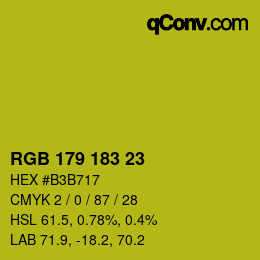 Color code: RGB 179 183 23 | qconv.com