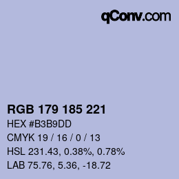Color code: RGB 179 185 221 | qconv.com